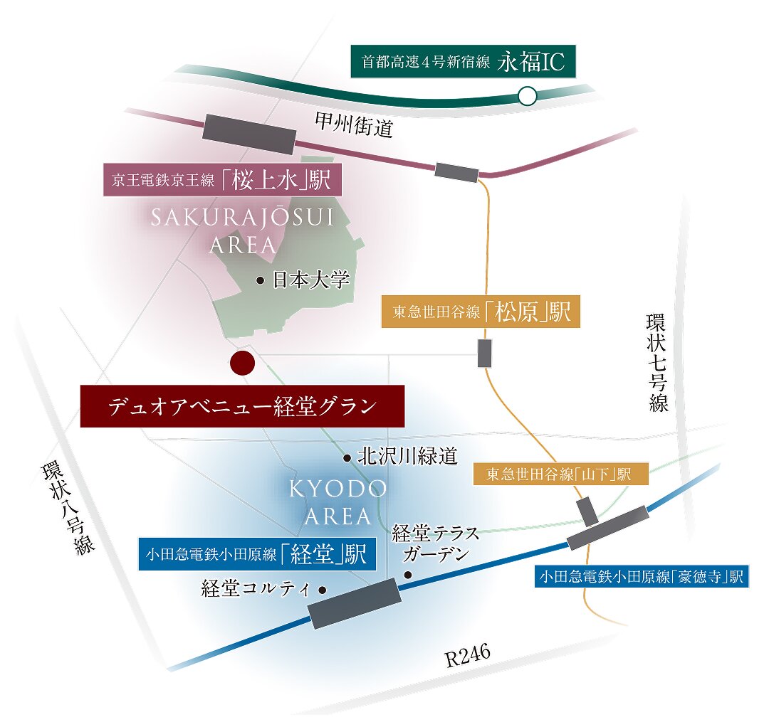 3駅3路線利用できる電車アクセス。 参考写真