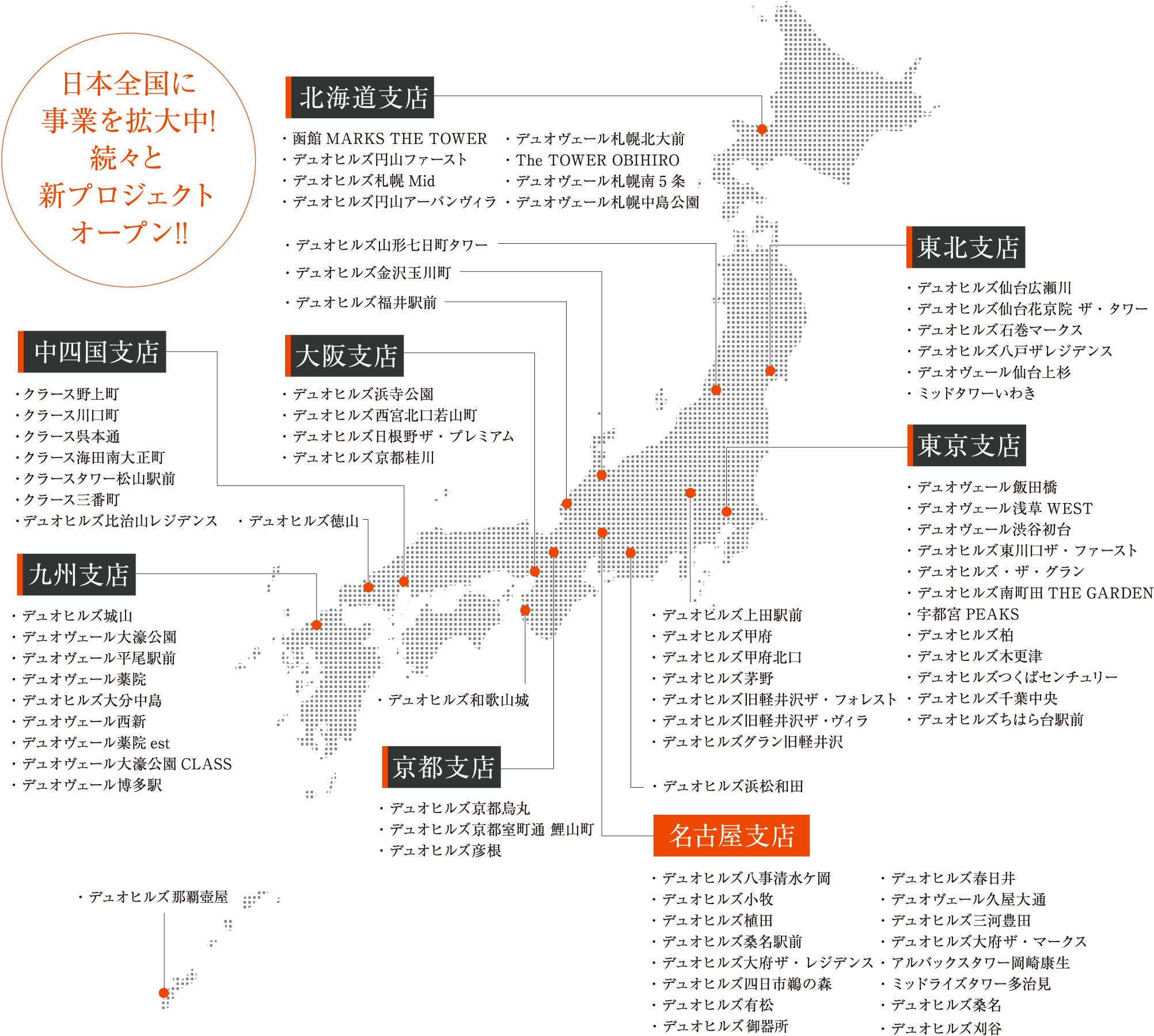 日本全国に事業を拡大中! 続々と新プロジェクトオープン!!