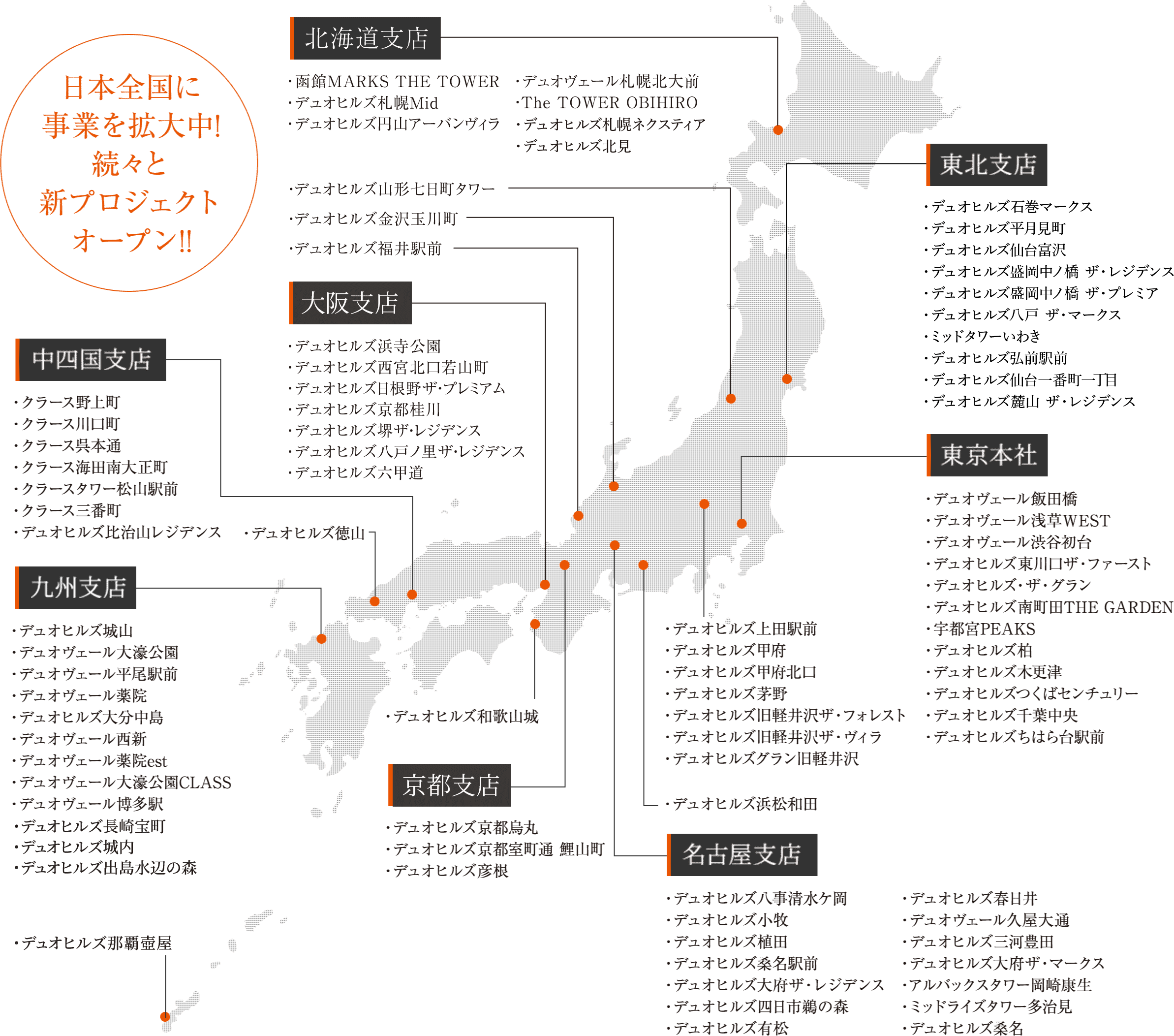日本全国に事業を拡大中! 続々と新プロジェクトオープン!!