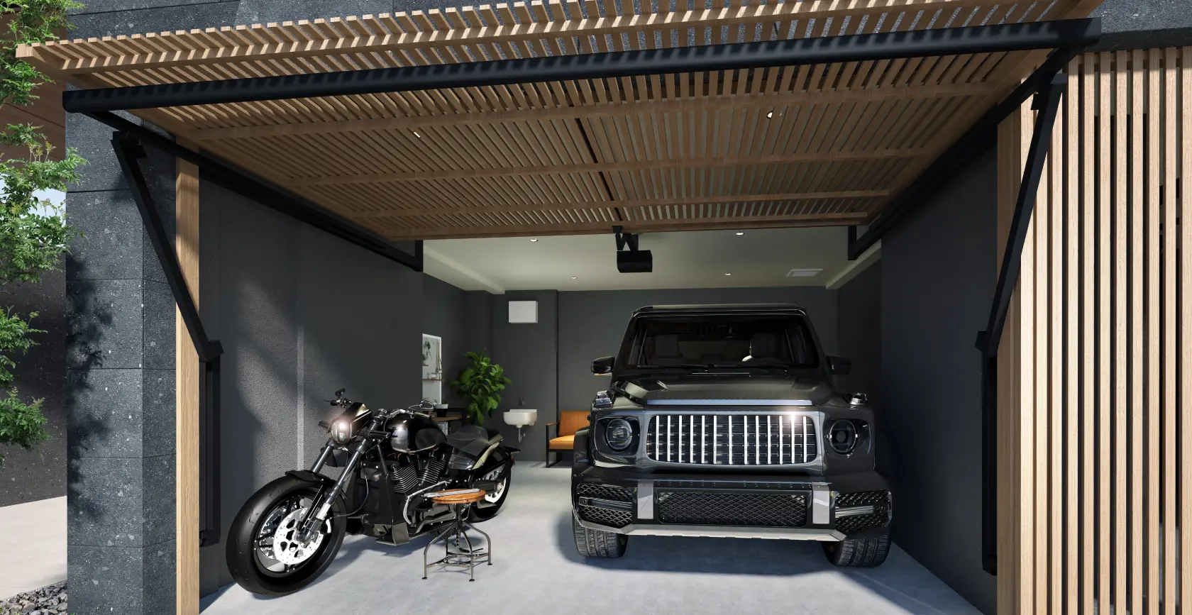 シャッター付き専用ガレージ完成予想CG