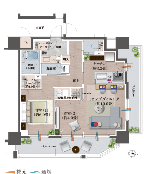 Atype 家具入り間取り図