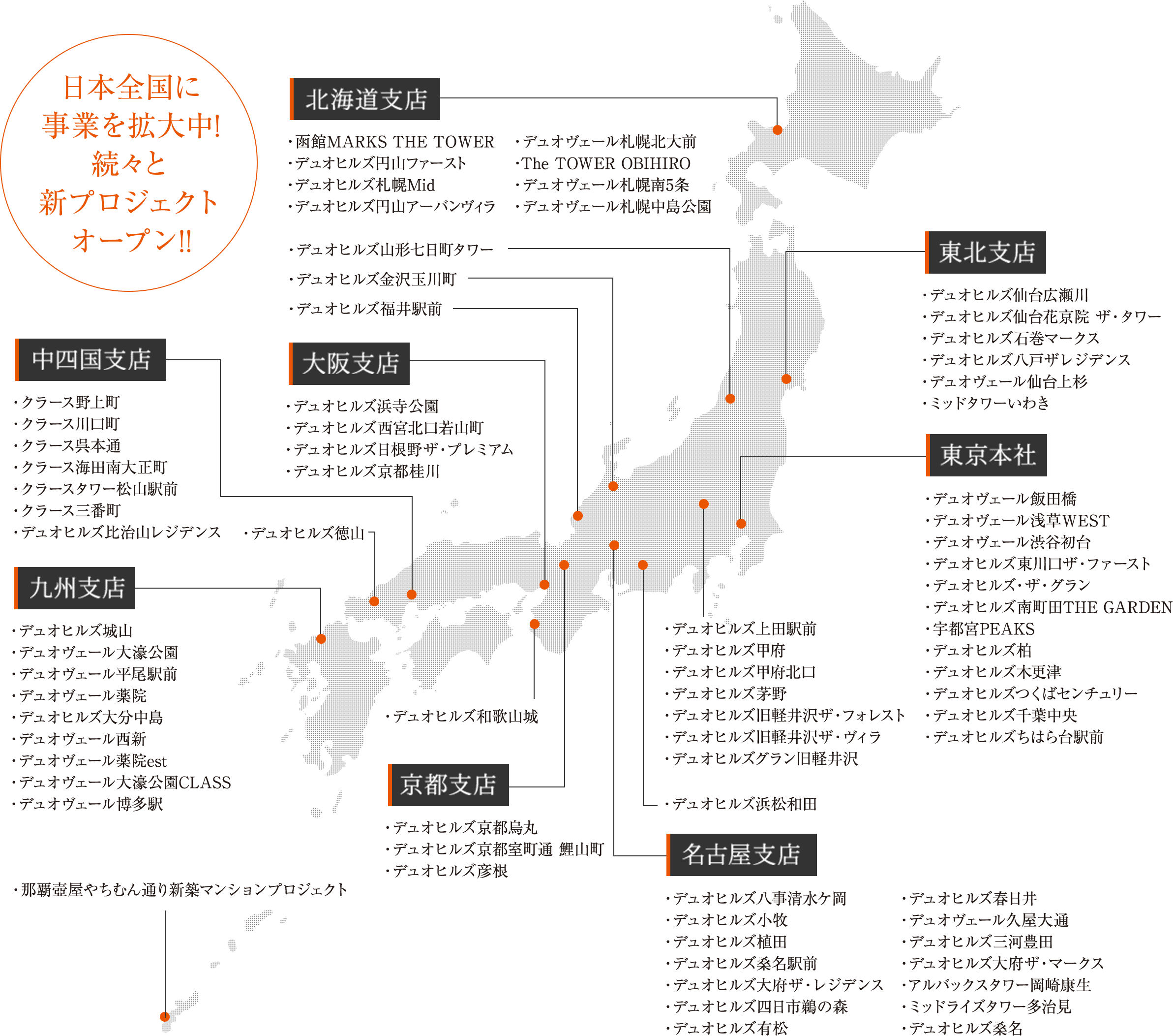 日本全国に事業を拡大中! 続々と新プロジェクトオープン!!