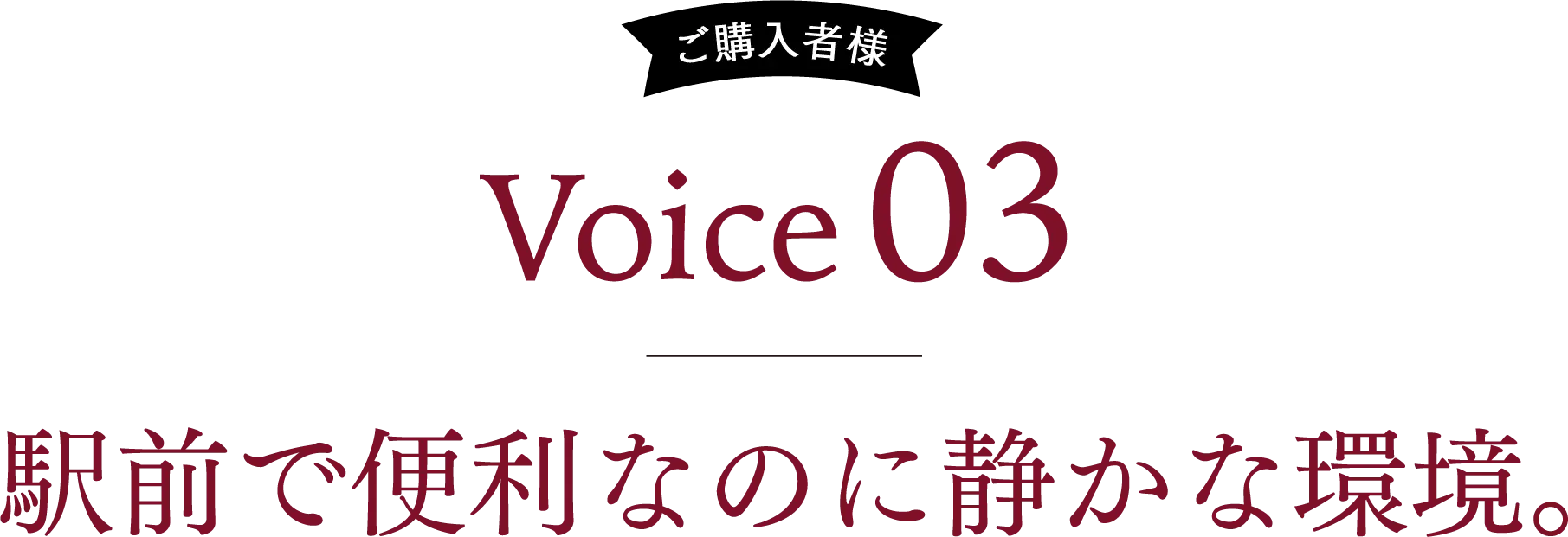 ご購入者様 Voice03 駅前で便利なのに静かな環境。