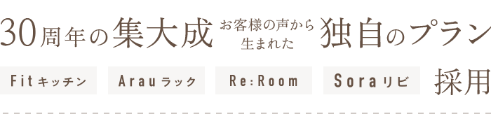 30周年の集大成お客様の声から生まれた独自のプラン採用