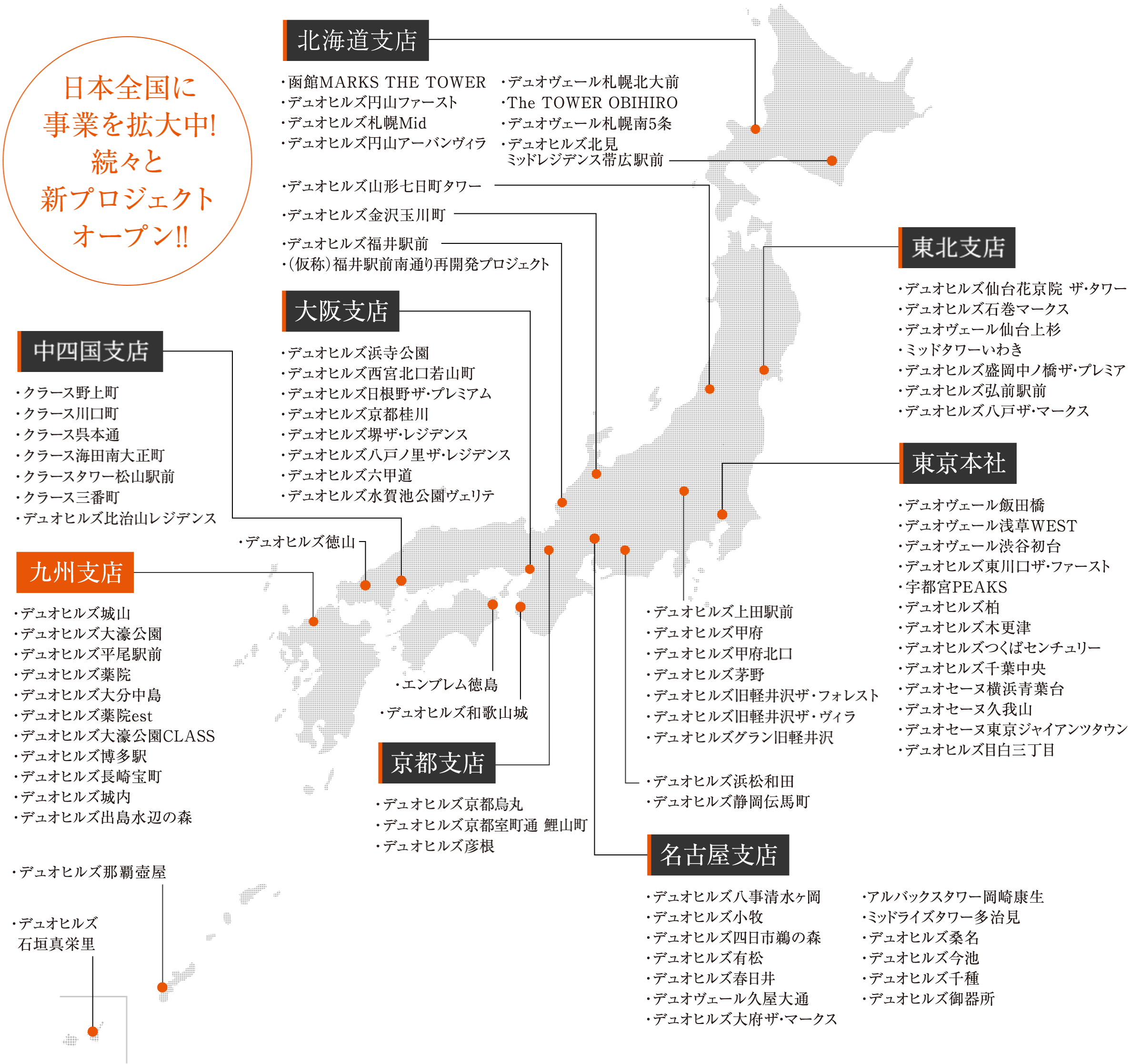 日本全国に事業を拡大中! 続々と新プロジェクトオープン!!
