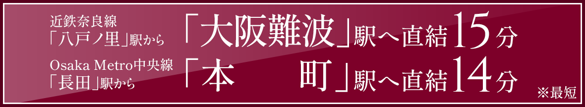 大阪都心部へも楽々アクセスOsakaMetro近鉄奈良線・中央線利用可