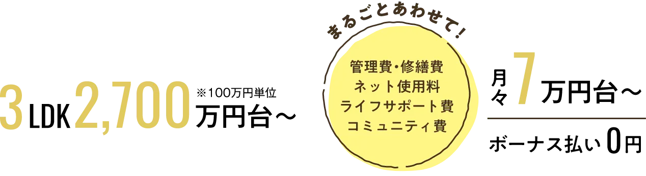 3LDK 2,700万円台〜