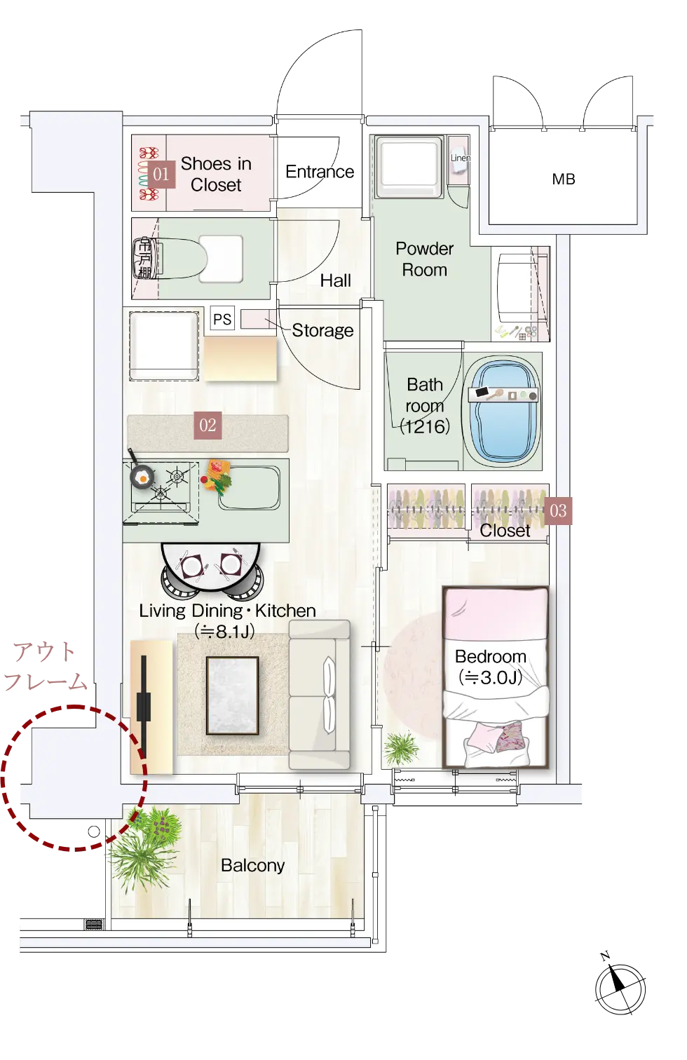 B2type 家具付き間取り