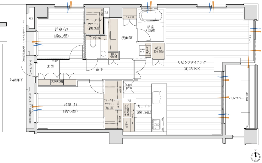 標準間取りLタイプ