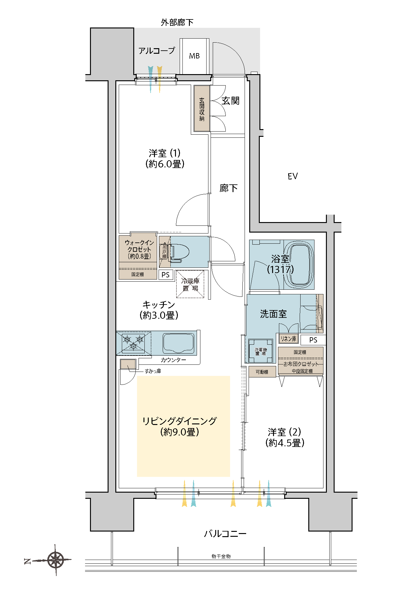West Court ETYPE 間取り図