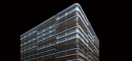 エッジ感を薄めて曲線を生かしたアール状のコーナー