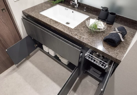 工夫満載の洗面収納