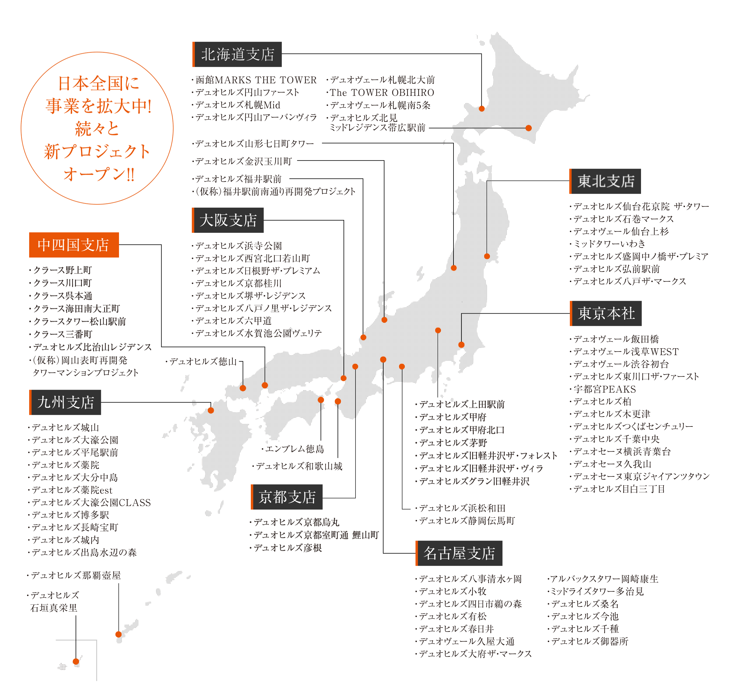 日本全国に事業を拡大中! 続々と新プロジェクトオープン!!