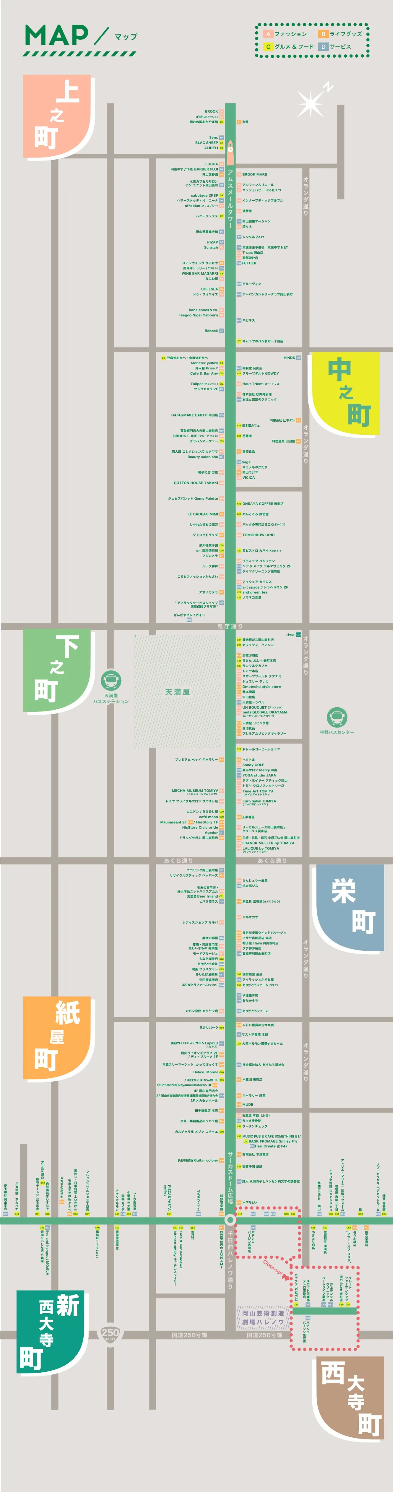 表町商店街マップ（拡大）